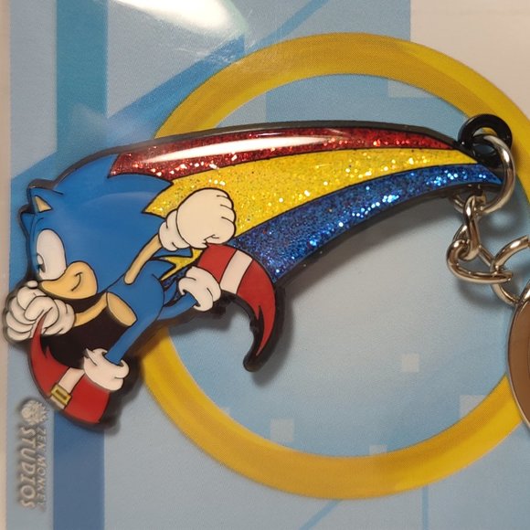 Sonic The Hedgehog Rainbow Trail Metal Keychain - Picture 1 of 3